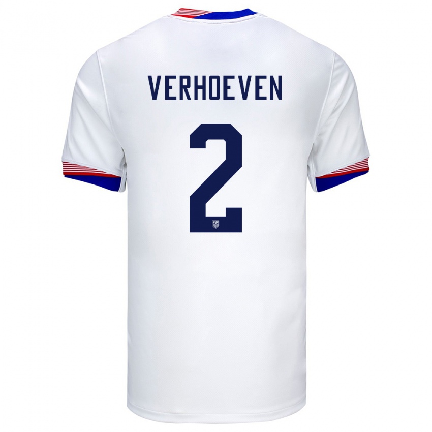 Hombre Camiseta Estados Unidos Oscar Verhoeven #2 Blanco 1ª Equipación 24-26 La Camisa México