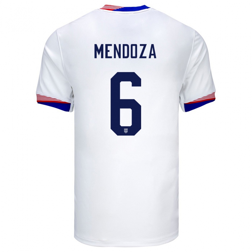 Hombre Camiseta Estados Unidos Edwyn Mendoza #6 Blanco 1ª Equipación 24-26 La Camisa México