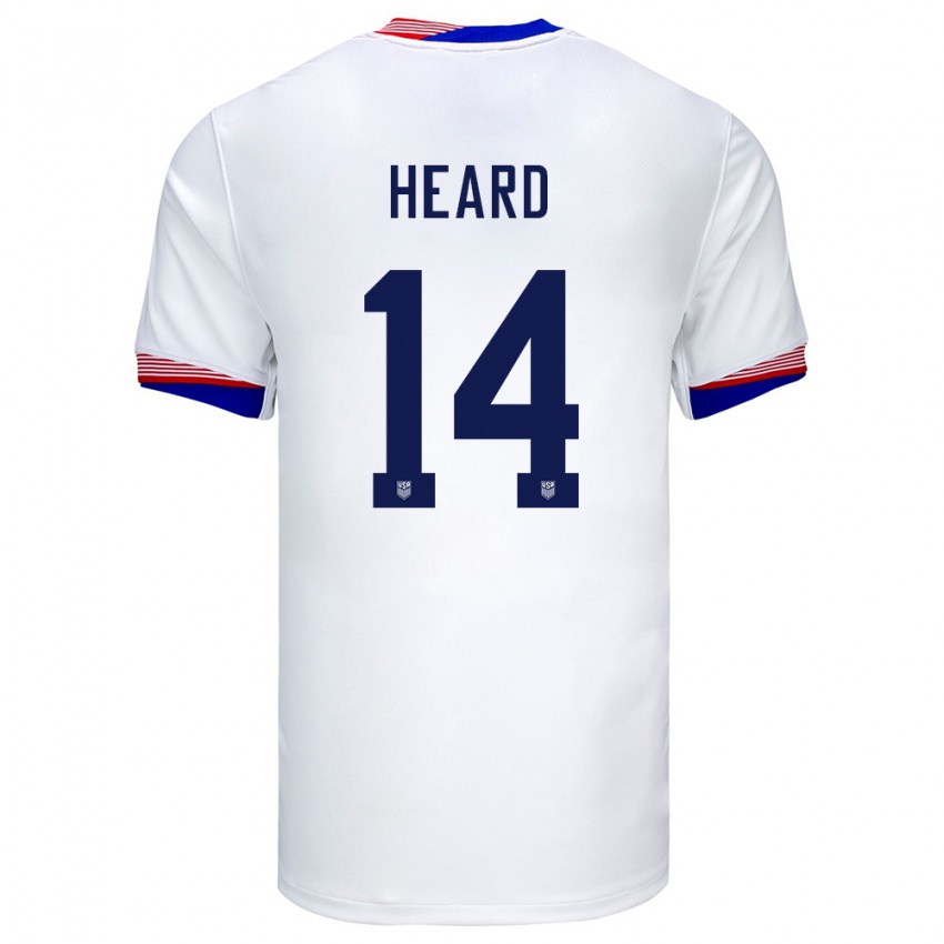 Hombre Camiseta Estados Unidos Aaron Heard #14 Blanco 1ª Equipación 24-26 La Camisa México