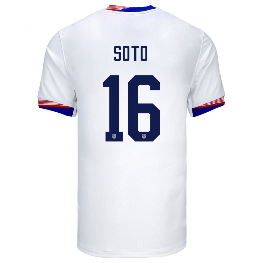 Hombre Camiseta Estados Unidos Ezekiel Soto #16 Blanco 1ª Equipación 24-26 La Camisa México