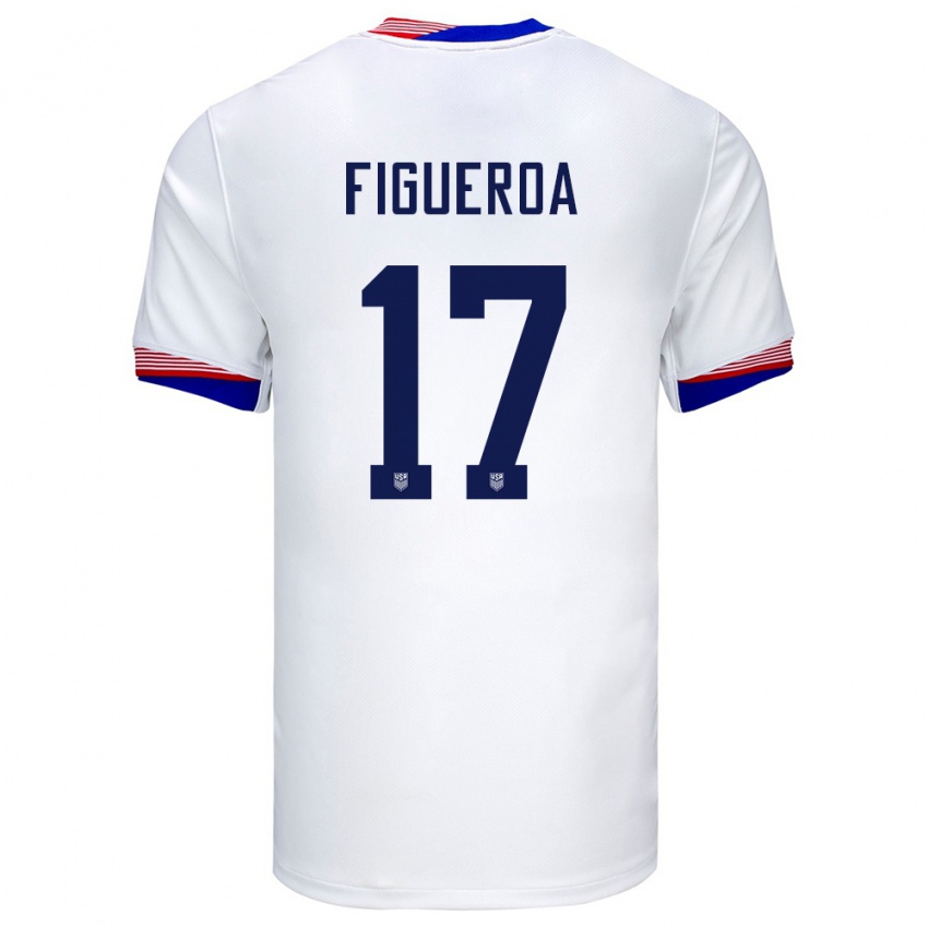 Hombre Camiseta Estados Unidos Keyrol Figueroa #17 Blanco 1ª Equipación 24-26 La Camisa México