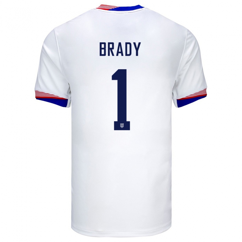 Hombre Camiseta Estados Unidos Chris Brady #1 Blanco 1ª Equipación 24-26 La Camisa México