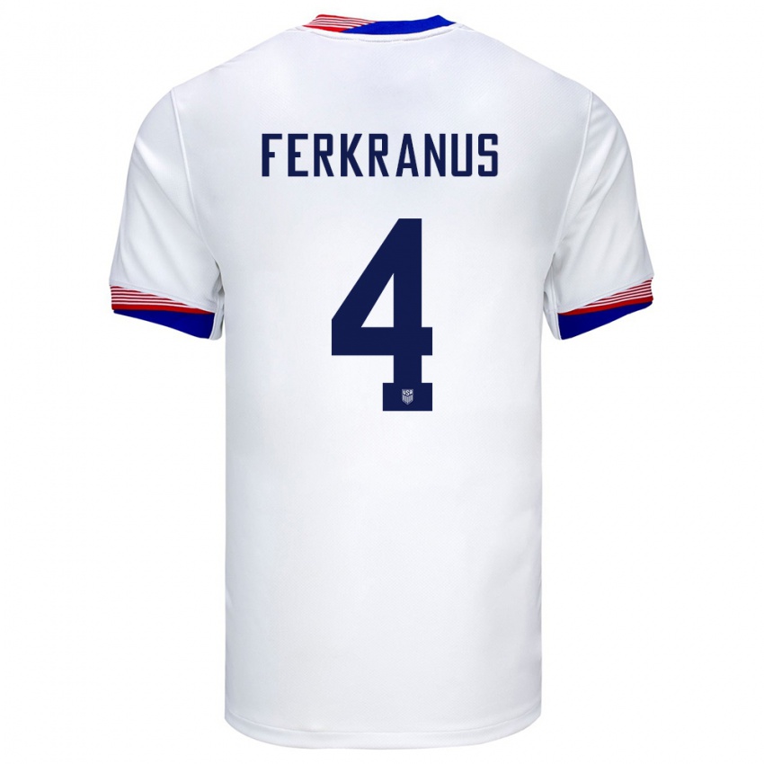 Hombre Camiseta Estados Unidos Marcus Ferkranus #4 Blanco 1ª Equipación 24-26 La Camisa México