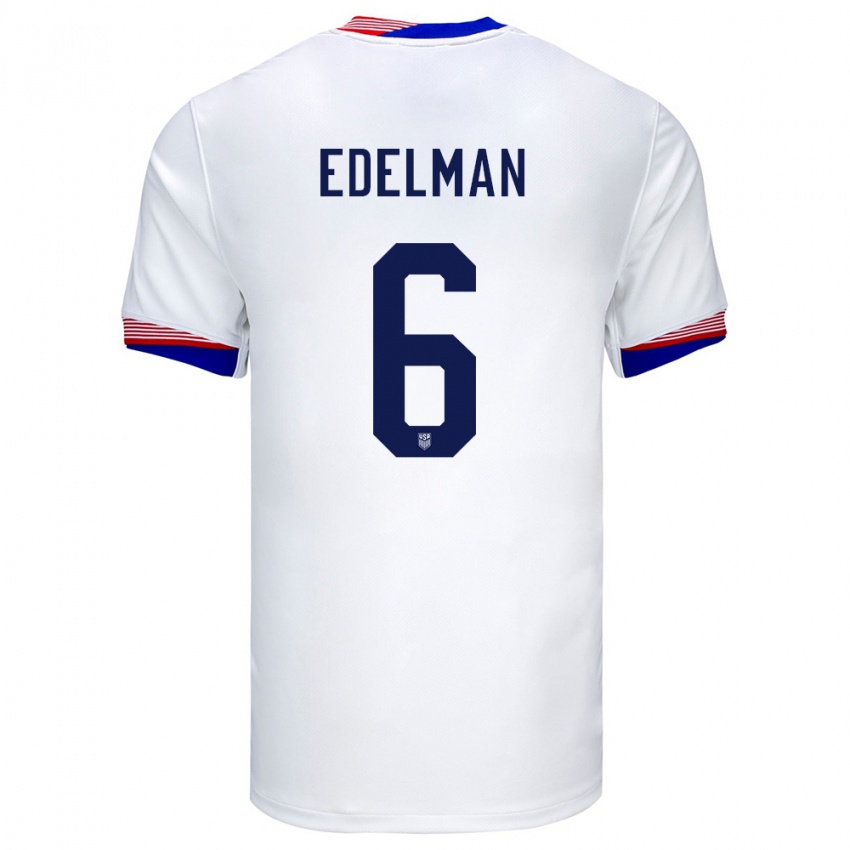 Hombre Camiseta Estados Unidos Daniel Edelman #6 Blanco 1ª Equipación 24-26 La Camisa México