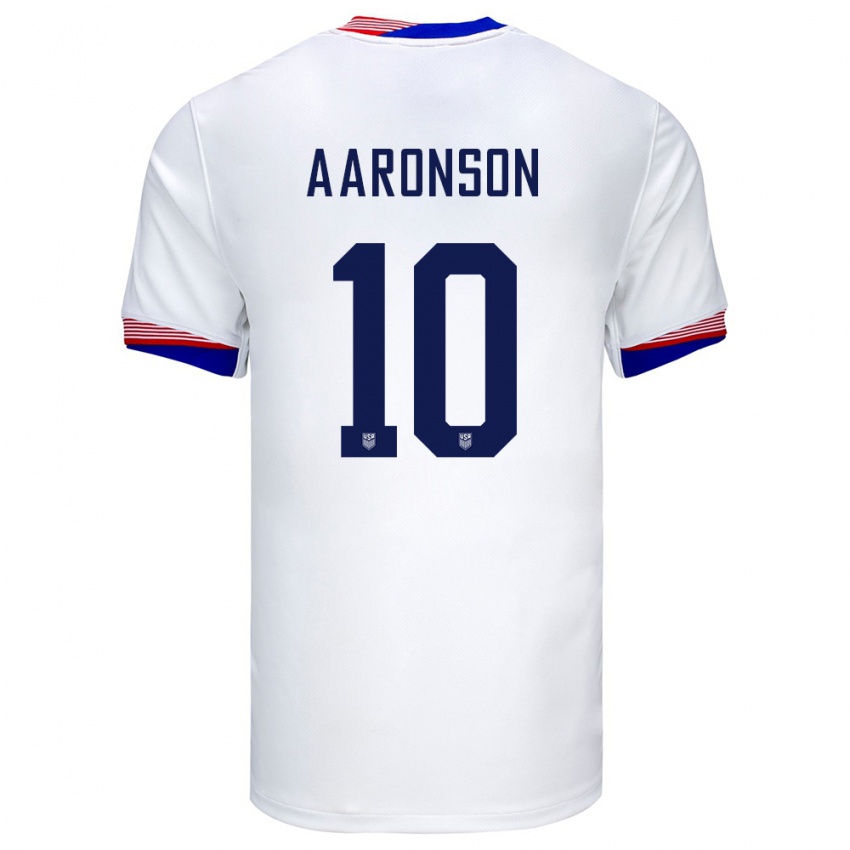 Hombre Camiseta Estados Unidos Paxten Aaronson #10 Blanco 1ª Equipación 24-26 La Camisa México