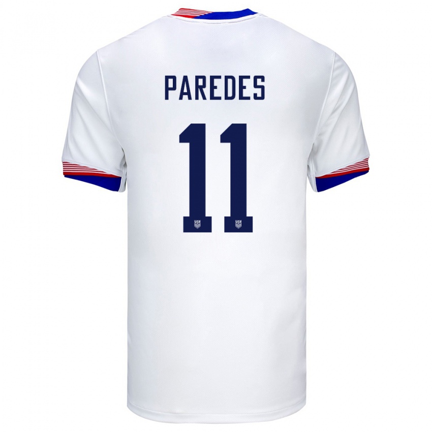 Hombre Camiseta Estados Unidos Kevin Paredes #11 Blanco 1ª Equipación 24-26 La Camisa México