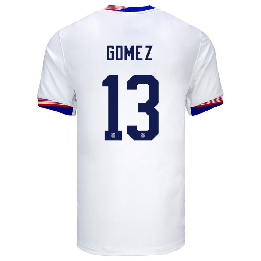 Hombre Camiseta Estados Unidos Jonathan Gomez #13 Blanco 1ª Equipación 24-26 La Camisa México