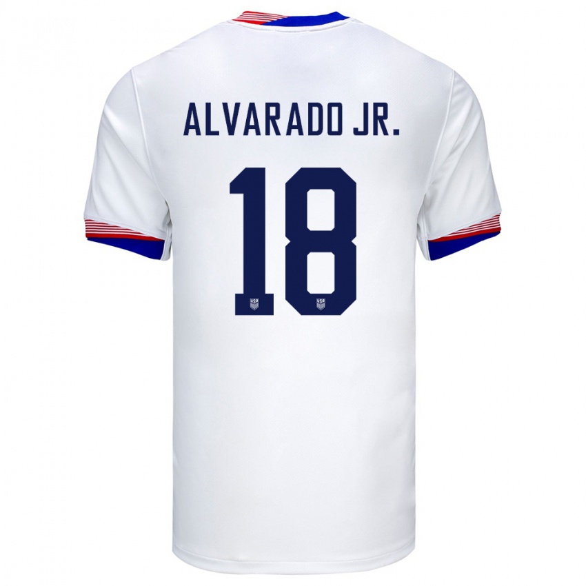 Hombre Camiseta Estados Unidos Alejandro Alvarado Jr #18 Blanco 1ª Equipación 24-26 La Camisa México