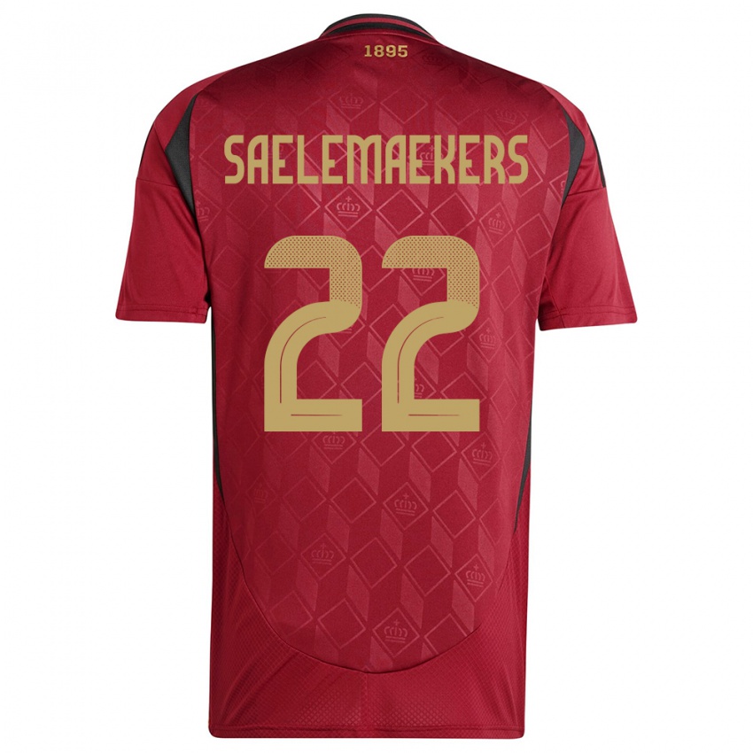 Hombre Camiseta Bélgica Alexis Saelemaekers #22 Borgoña 1ª Equipación 24-26 La Camisa México