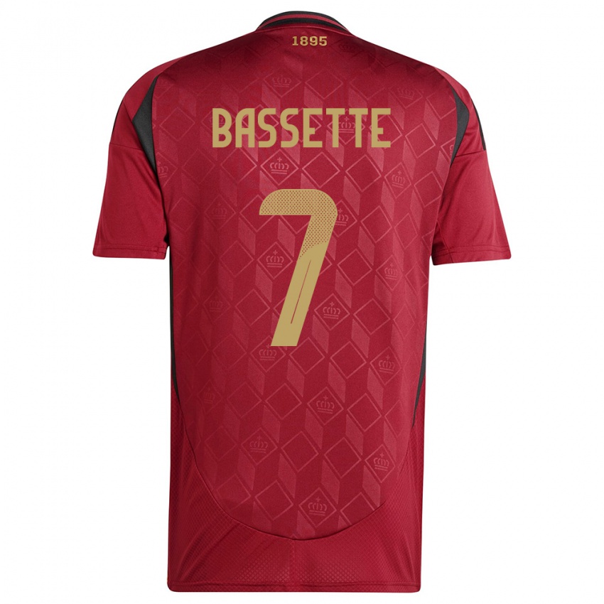 Hombre Camiseta Bélgica Norman Bassette #7 Borgoña 1ª Equipación 24-26 La Camisa México