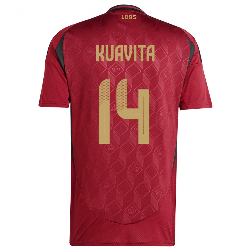 Hombre Camiseta Bélgica Leandre Kuavita #14 Borgoña 1ª Equipación 24-26 La Camisa México