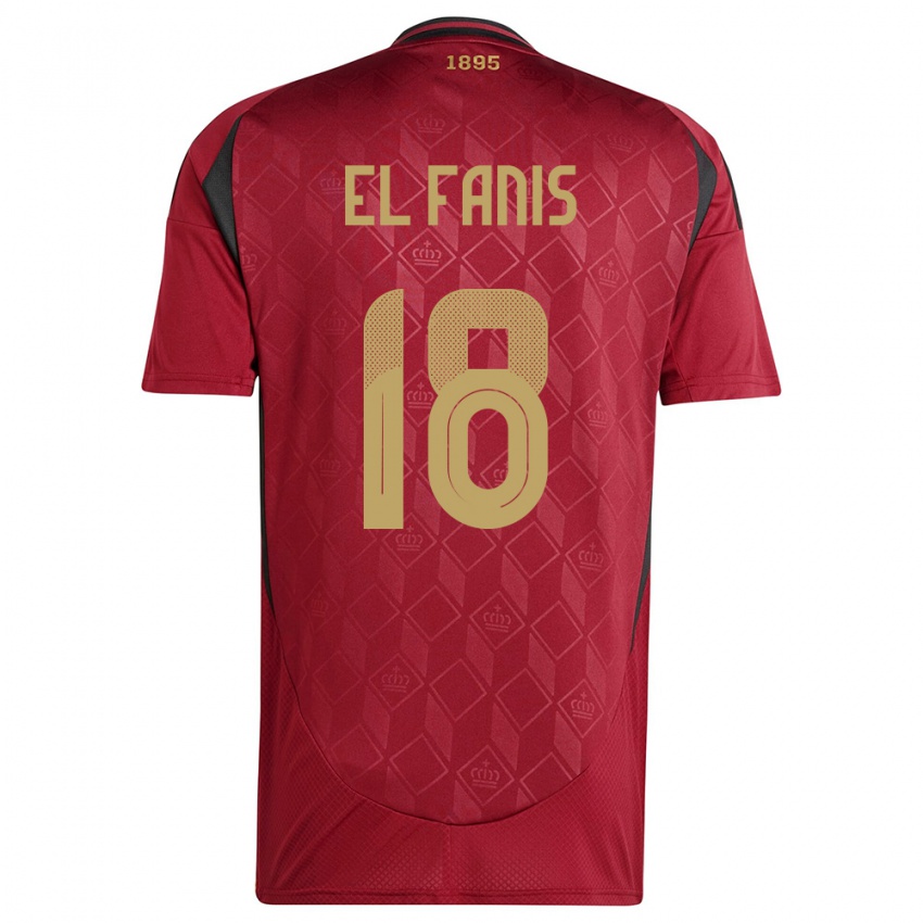Hombre Camiseta Bélgica Mouad El Fanis #18 Borgoña 1ª Equipación 24-26 La Camisa México