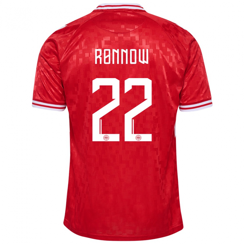 Hombre Camiseta Dinamarca Frederik Ronnow #22 Rojo 1ª Equipación 24-26 La Camisa México