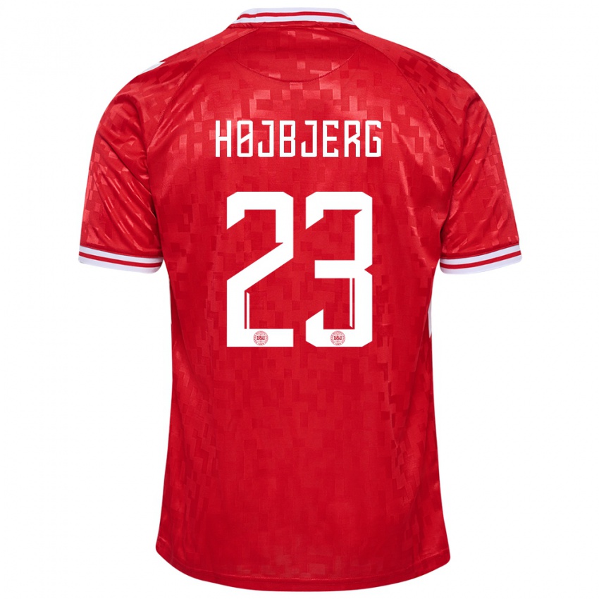 Hombre Camiseta Dinamarca Pierre Emile Hojbjerg #23 Rojo 1ª Equipación 24-26 La Camisa México