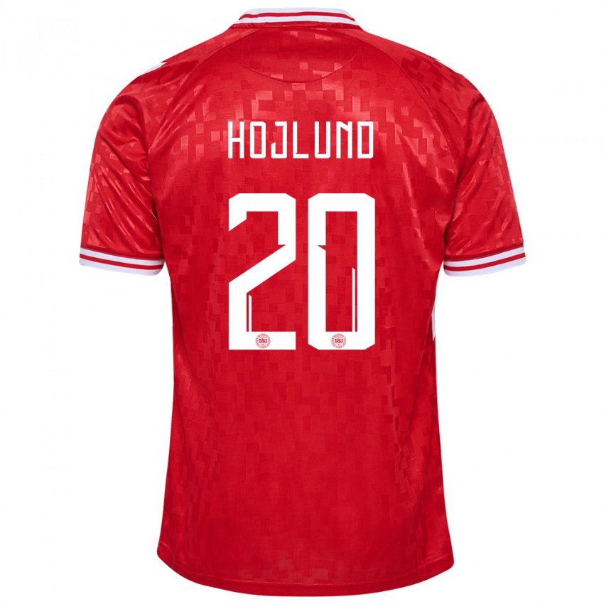 Hombre Camiseta Dinamarca Rasmus Hojlund #20 Rojo 1ª Equipación 24-26 La Camisa México