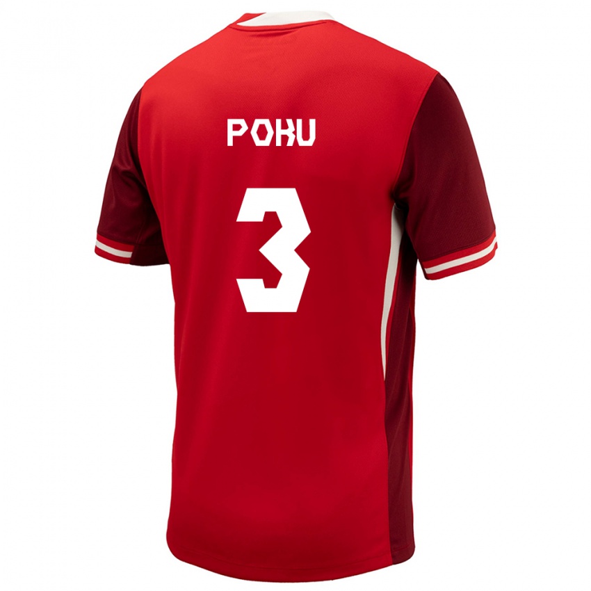 Hombre Camiseta Canadá Kwasi Poku #3 Rojo 1ª Equipación 24-26 La Camisa México