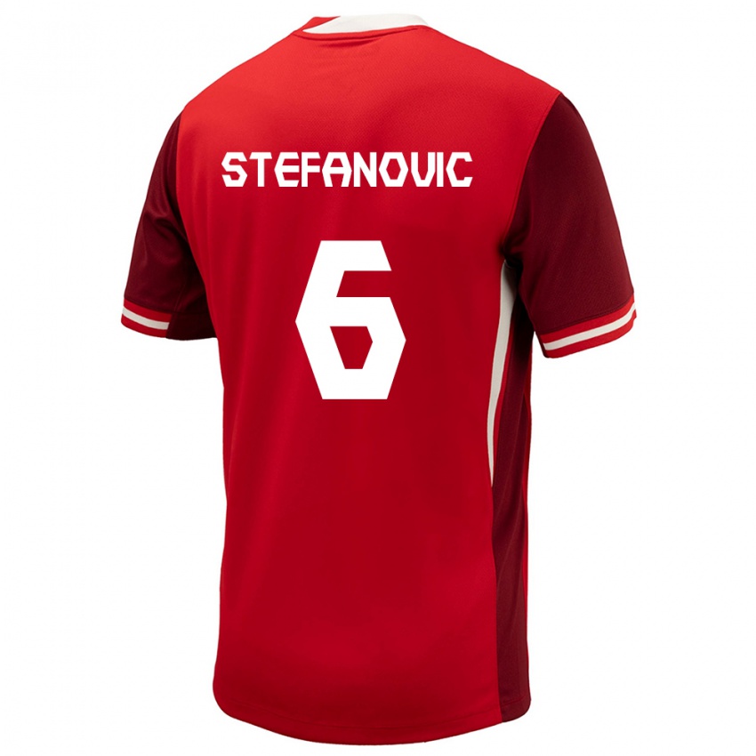 Hombre Camiseta Canadá Lazar Stefanovic #6 Rojo 1ª Equipación 24-26 La Camisa México