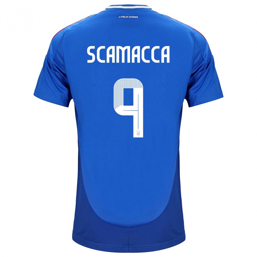 Hombre Camiseta Italia Gianluca Scamacca #9 Azul 1ª Equipación 24-26 La Camisa México