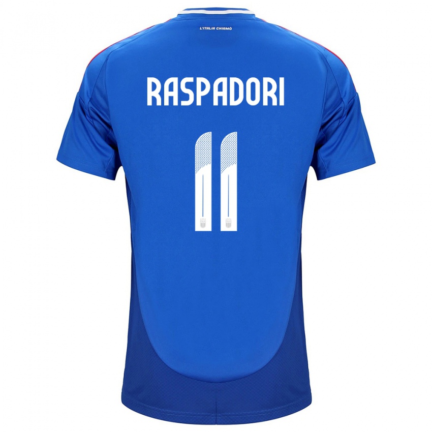 Hombre Camiseta Italia Giacomo Raspadori #11 Azul 1ª Equipación 24-26 La Camisa México