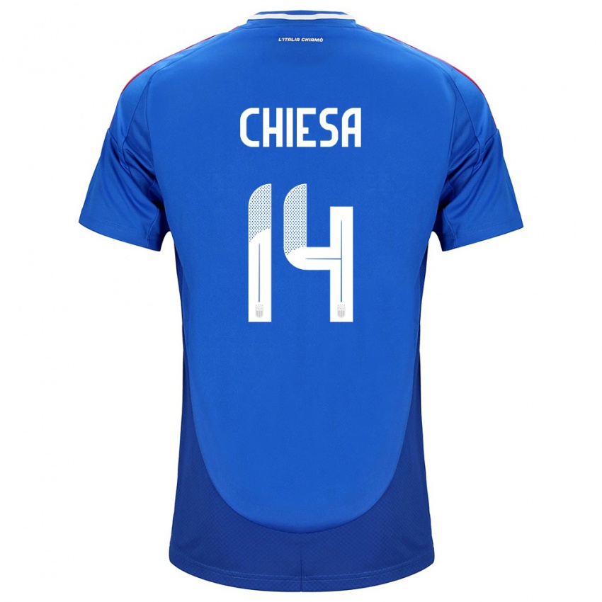 Hombre Camiseta Italia Federico Chiesa #14 Azul 1ª Equipación 24-26 La Camisa México