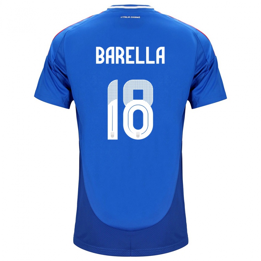Hombre Camiseta Italia Nicolò Barella #18 Azul 1ª Equipación 24-26 La Camisa México