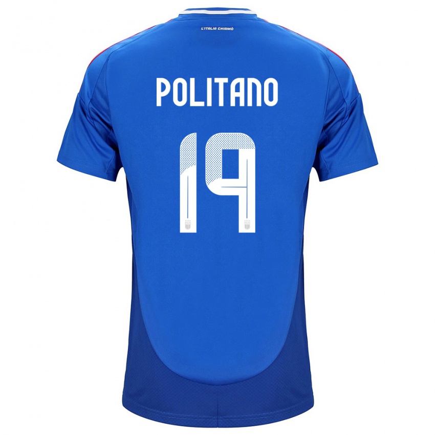 Hombre Camiseta Italia Matteo Politano #19 Azul 1ª Equipación 24-26 La Camisa México