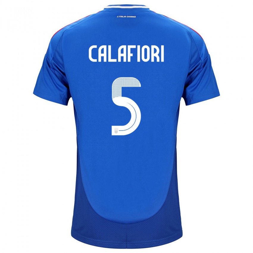 Hombre Camiseta Italia Riccardo Calafiori #5 Azul 1ª Equipación 24-26 La Camisa México