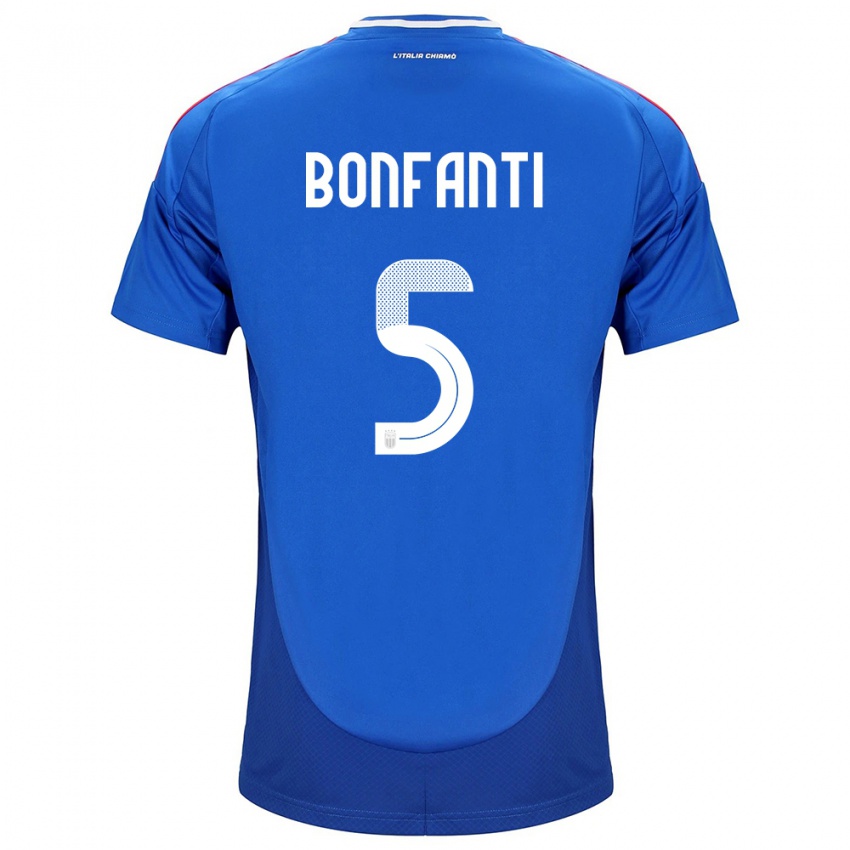 Hombre Camiseta Italia Giovanni Bonfanti #5 Azul 1ª Equipación 24-26 La Camisa México