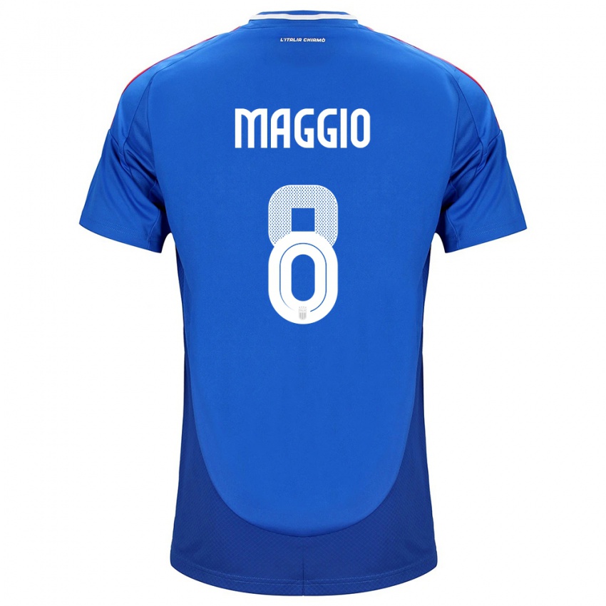 Hombre Camiseta Italia Luca Di Maggio #8 Azul 1ª Equipación 24-26 La Camisa México