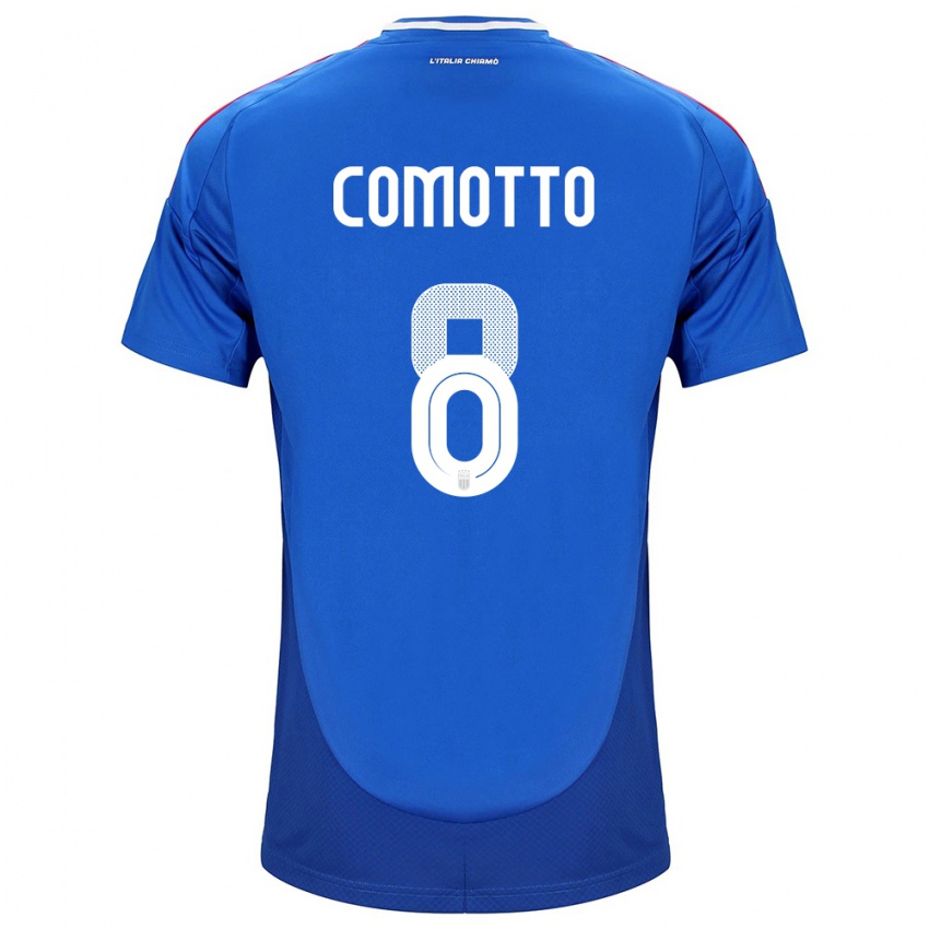 Hombre Camiseta Italia Christian Comotto #8 Azul 1ª Equipación 24-26 La Camisa México