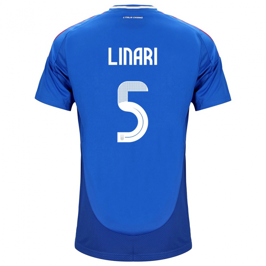 Hombre Camiseta Italia Elena Linari #5 Azul 1ª Equipación 24-26 La Camisa México