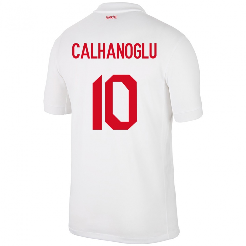 Hombre Camiseta Turquía Hakan Çalhanoğlu #10 Blanco 1ª Equipación 24-26 La Camisa México