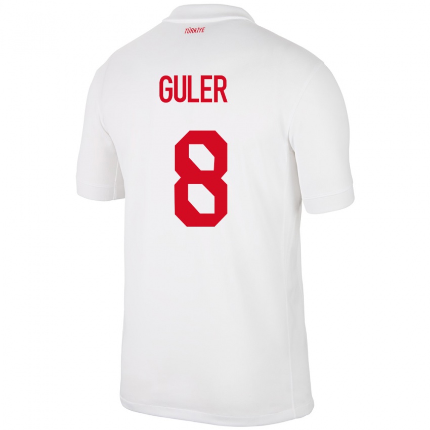 Hombre Camiseta Turquía Arda Güler #8 Blanco 1ª Equipación 24-26 La Camisa México