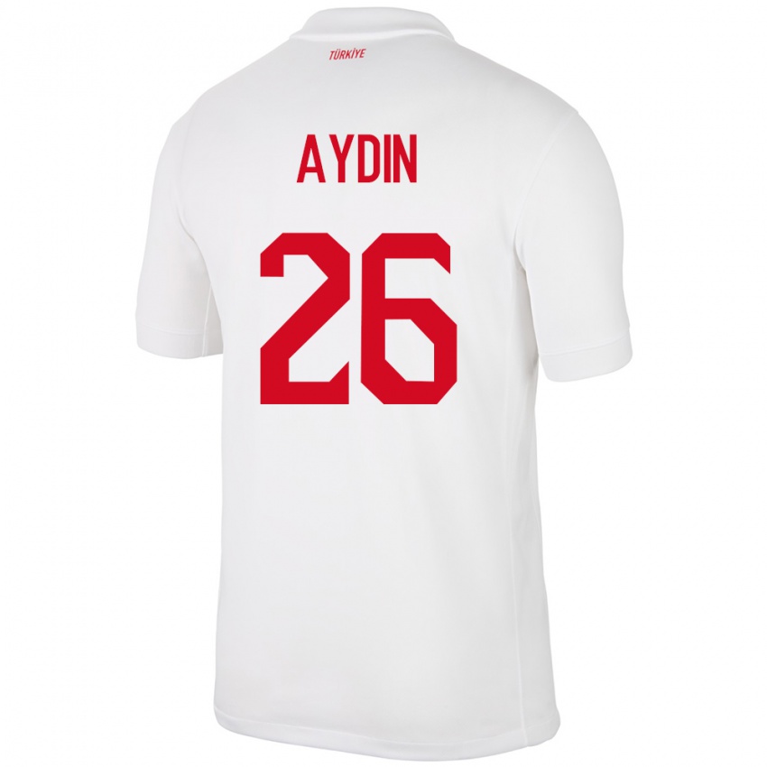 Hombre Camiseta Turquía Oğuz Aydın #26 Blanco 1ª Equipación 24-26 La Camisa México