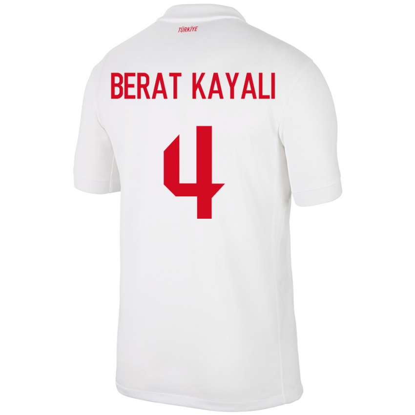 Hombre Camiseta Turquía Hasan Berat Kayalı #4 Blanco 1ª Equipación 24-26 La Camisa México