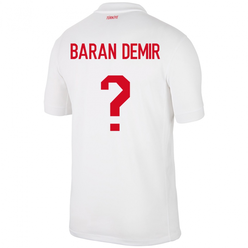 Hombre Camiseta Turquía Tuna Baran Demir #0 Blanco 1ª Equipación 24-26 La Camisa México