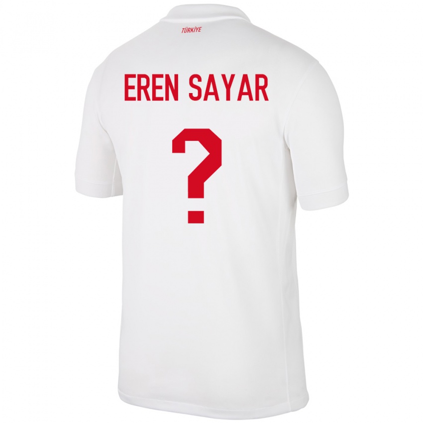 Hombre Camiseta Turquía Emin Eren Sayar #0 Blanco 1ª Equipación 24-26 La Camisa México