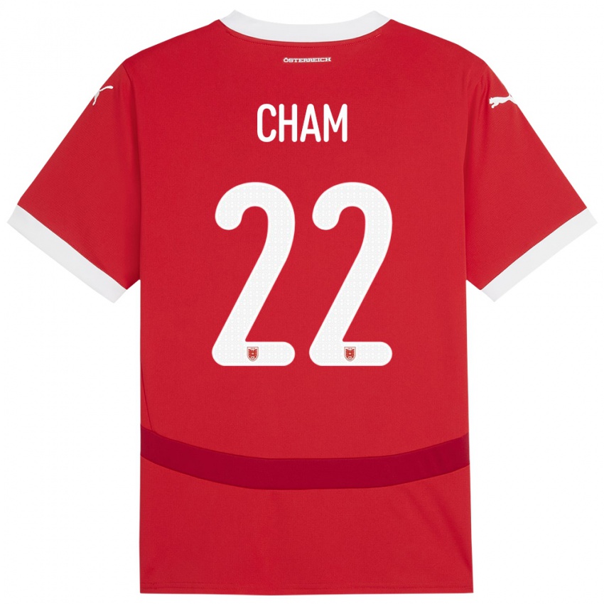 Hombre Camiseta Austria Muhammed Cham #22 Rojo 1ª Equipación 24-26 La Camisa México