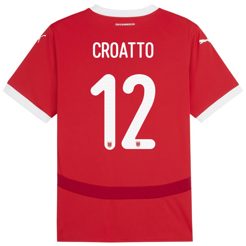 Hombre Camiseta Austria Michela Croatto #12 Rojo 1ª Equipación 24-26 La Camisa México
