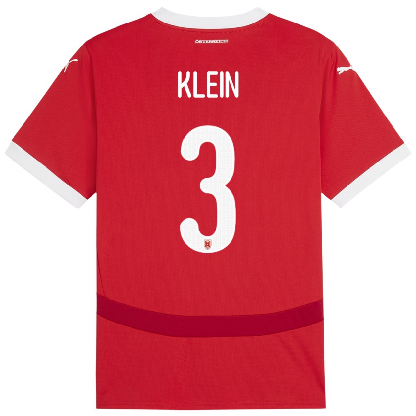 Hombre Camiseta Austria Jennifer Klein #3 Rojo 1ª Equipación 24-26 La Camisa México