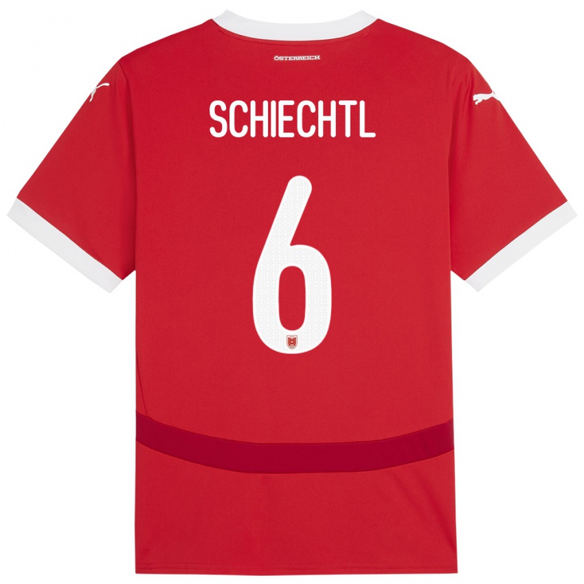 Hombre Camiseta Austria Katharina Schiechtl #6 Rojo 1ª Equipación 24-26 La Camisa México
