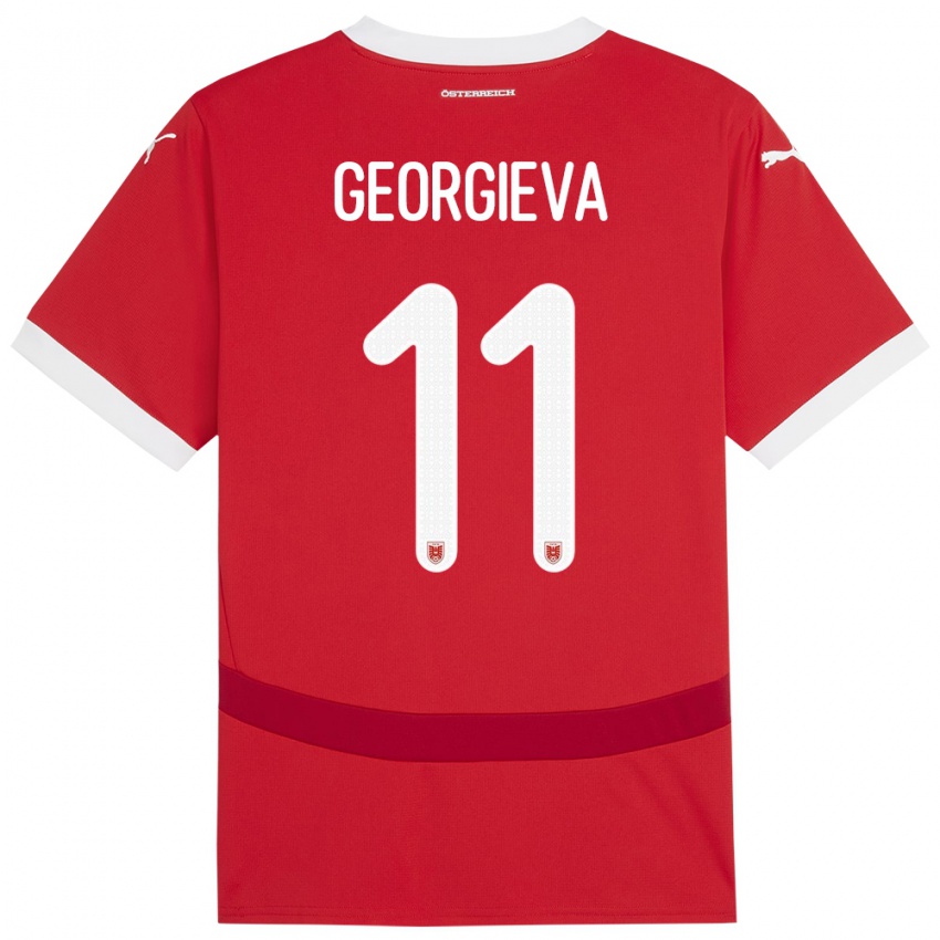 Hombre Camiseta Austria Marina Georgieva #11 Rojo 1ª Equipación 24-26 La Camisa México