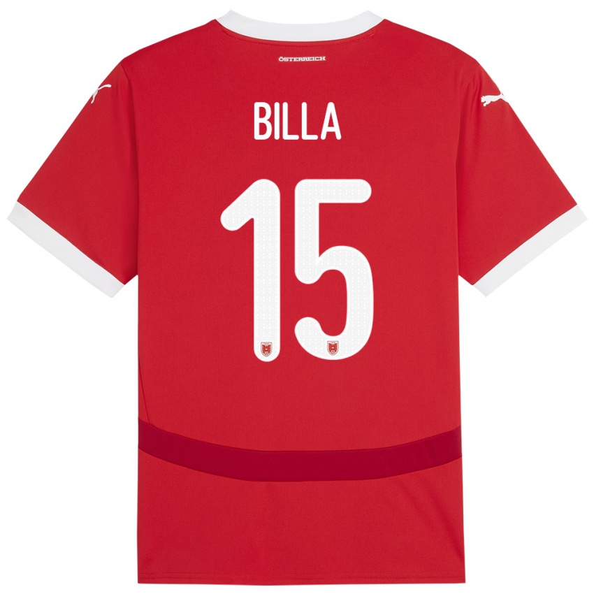 Hombre Camiseta Austria Nicole Billa #15 Rojo 1ª Equipación 24-26 La Camisa México