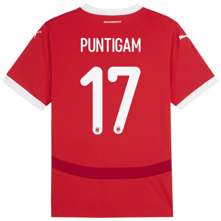 Hombre Camiseta Austria Sarah Puntigam #17 Rojo 1ª Equipación 24-26 La Camisa México