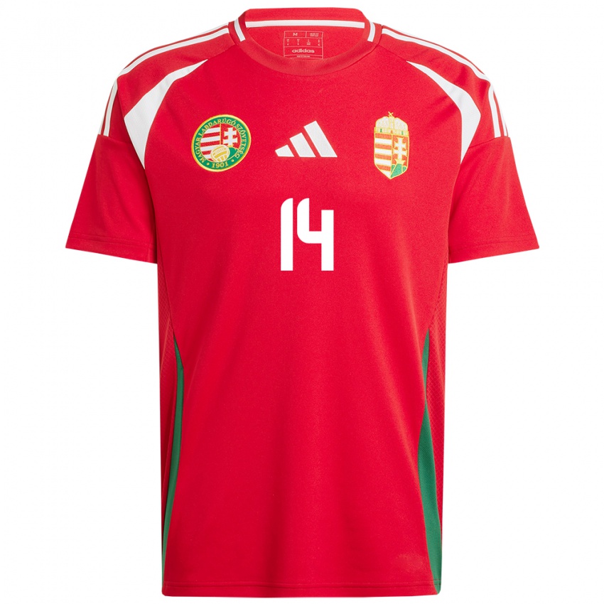 Hombre Camiseta Hungría Bendegúz Bolla #14 Rojo 1ª Equipación 24-26 La Camisa México
