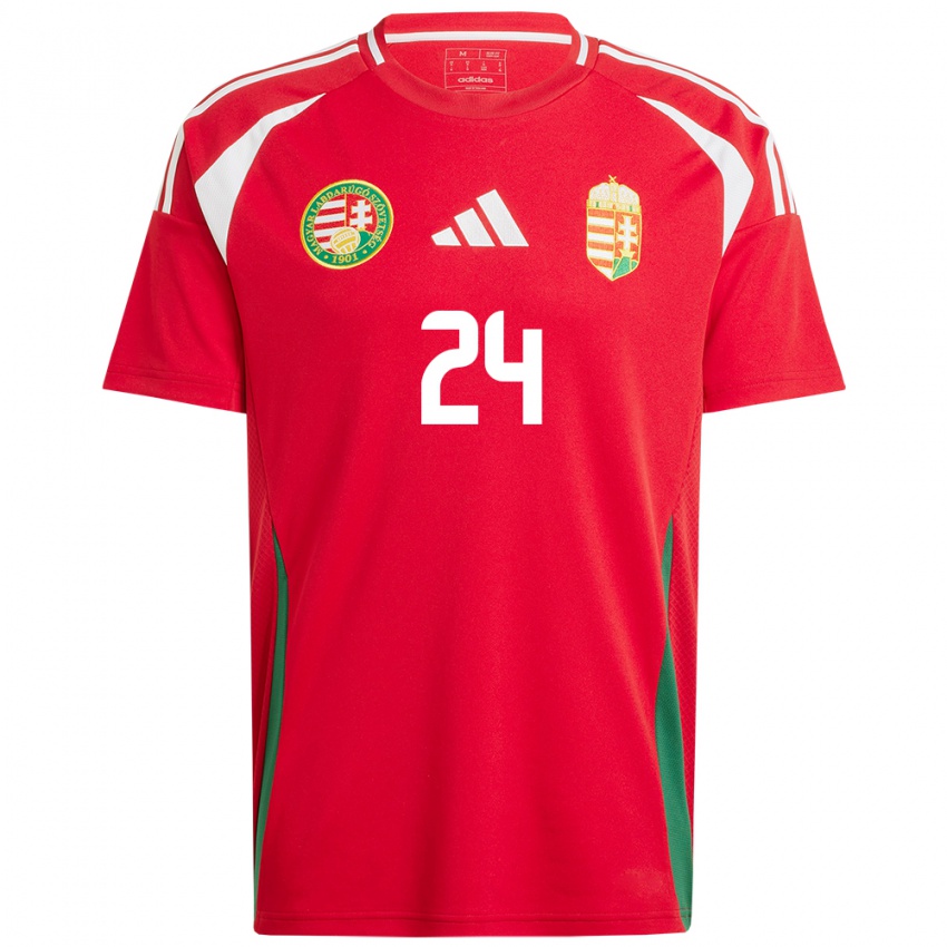 Hombre Camiseta Hungría Zalán Vancsa #24 Rojo 1ª Equipación 24-26 La Camisa México
