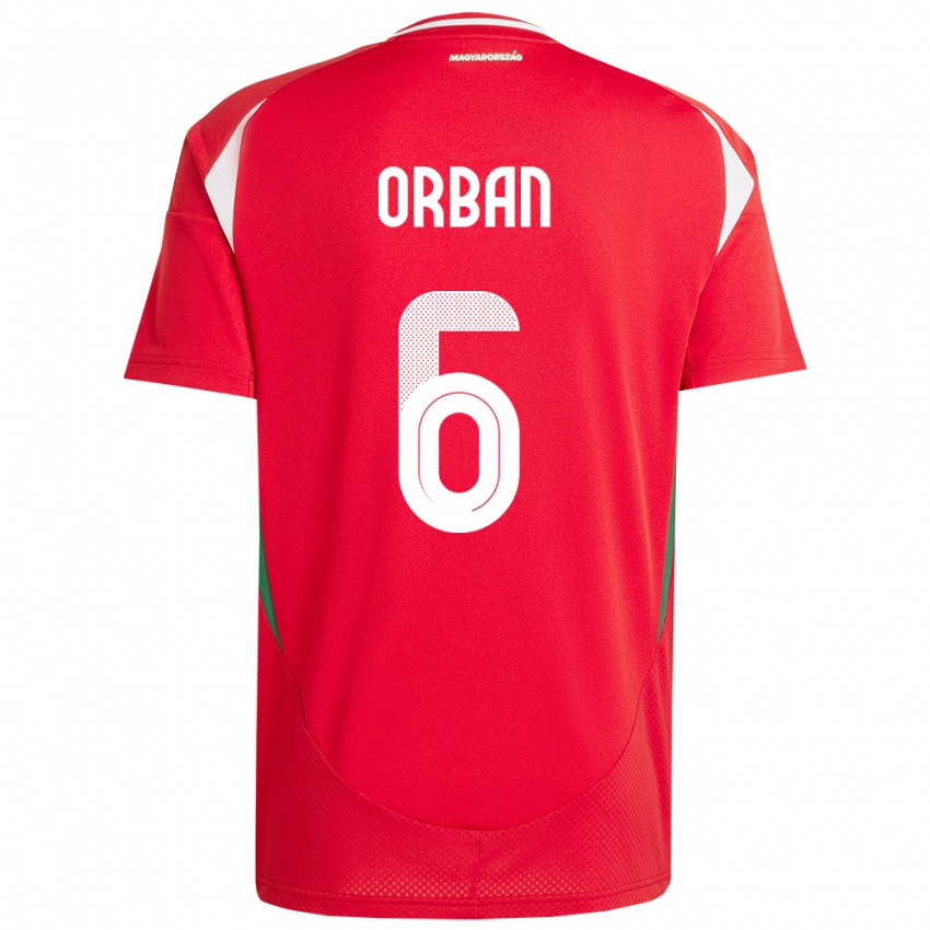 Hombre Camiseta Hungría Willi Orbán #6 Rojo 1ª Equipación 24-26 La Camisa México