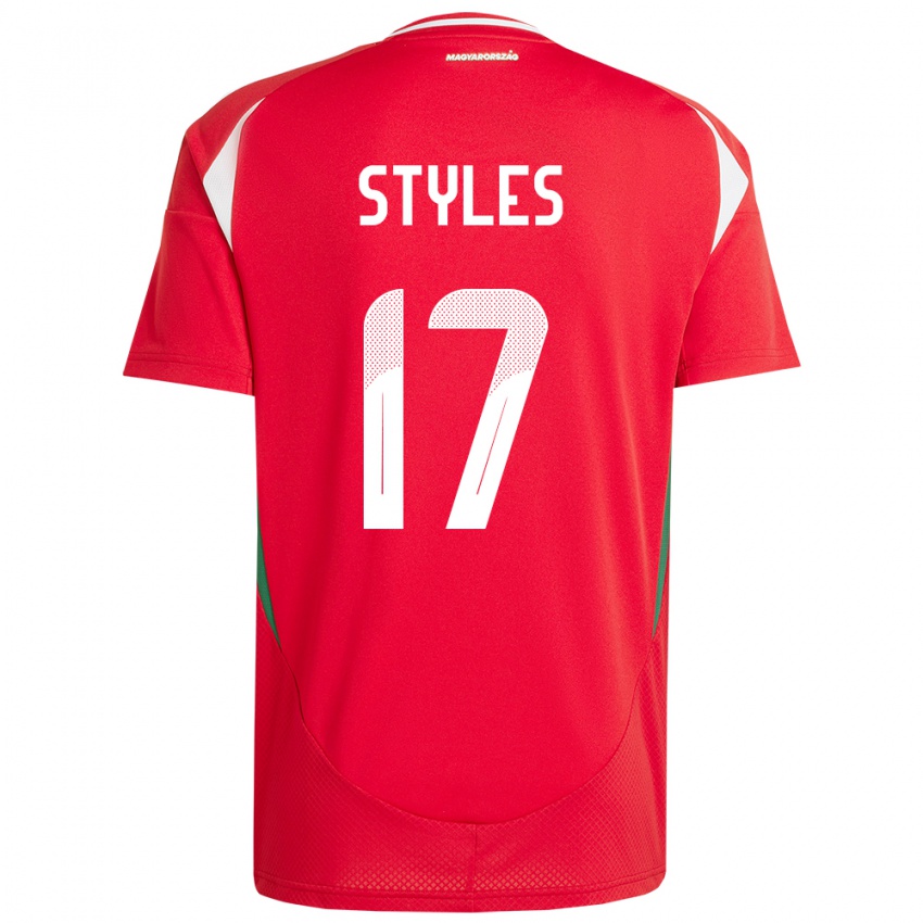 Hombre Camiseta Hungría Callum Styles #17 Rojo 1ª Equipación 24-26 La Camisa México