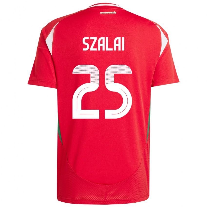 Hombre Camiseta Hungría Gábor Szalai #25 Rojo 1ª Equipación 24-26 La Camisa México