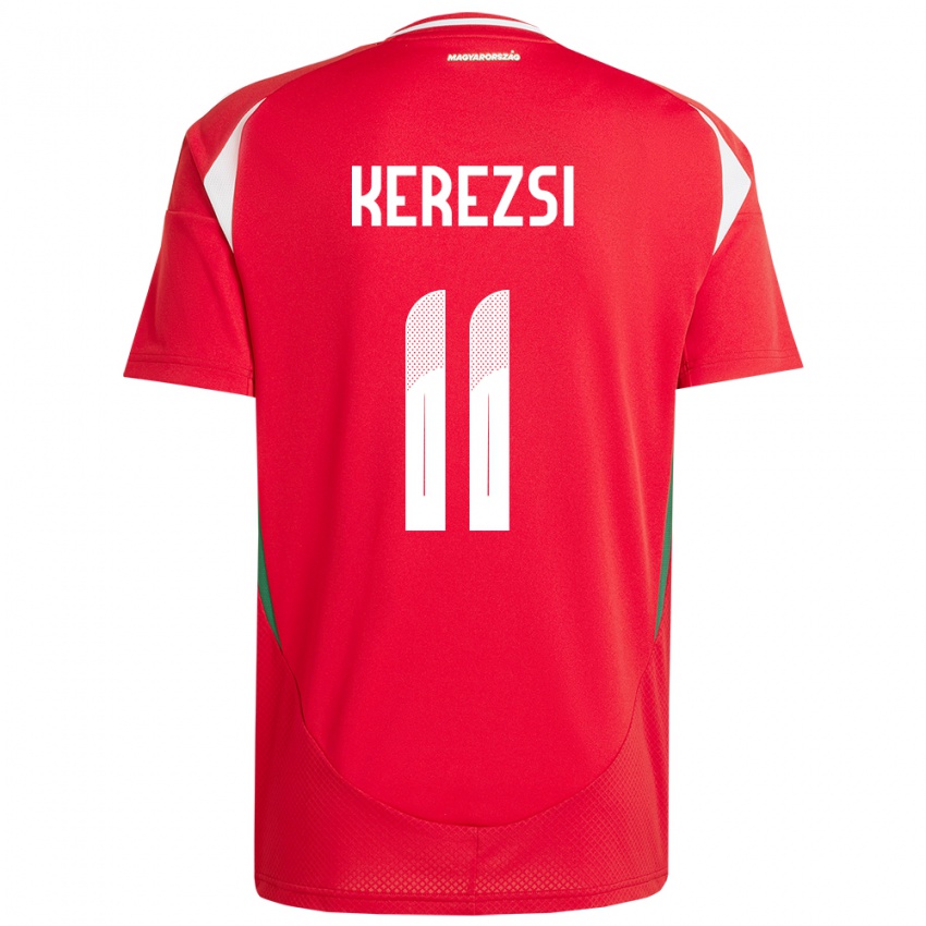 Hombre Camiseta Hungría Zalán Kerezsi #11 Rojo 1ª Equipación 24-26 La Camisa México